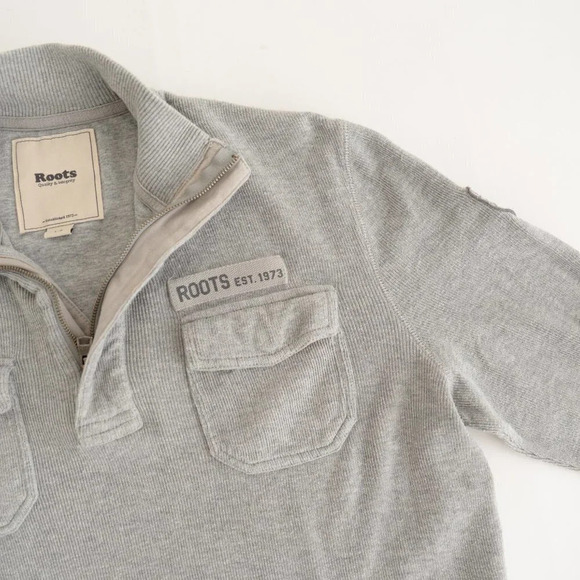 Roots Grey Half Zip Pullover  Sweater - Picture 9 of 13